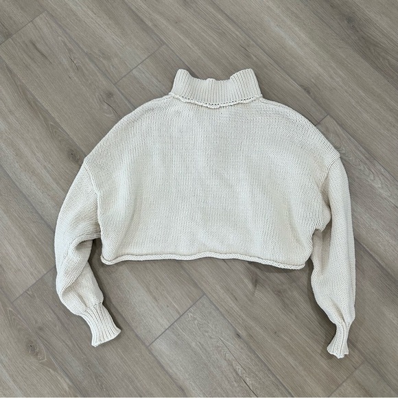Zara chunky knit cropped sweater beige small - Picture 3 of 6